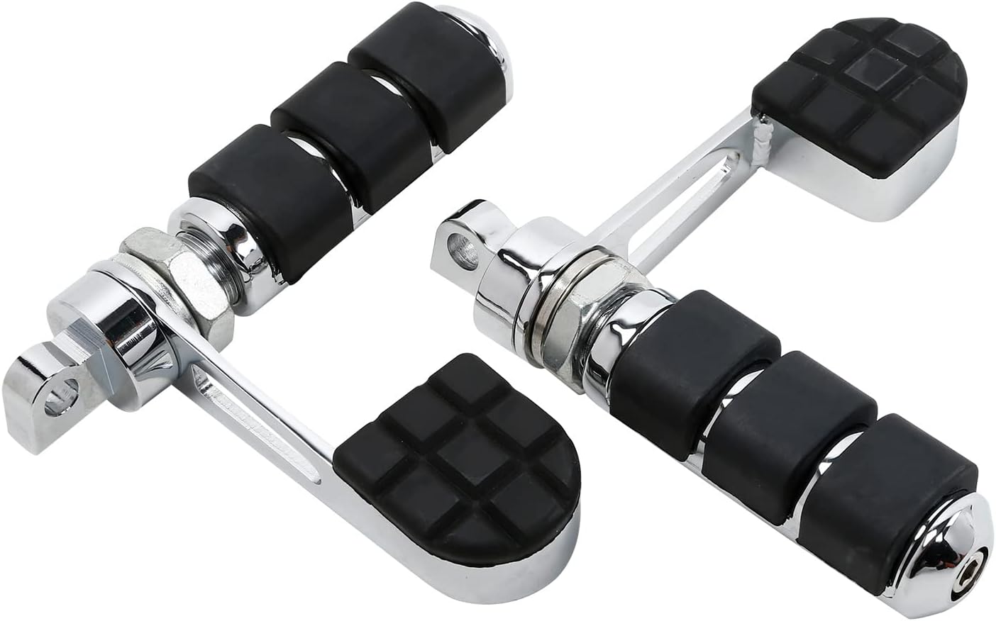 TCMT Anti Vibration Stirrup Heel Support Footpegs Fits For Harley Dyna Super Glide Wide Glide Street Bob Fat Bob Low Rider Heritage Softail Night Train Deluxe Sportster XL1200 XL883 (Chrome)