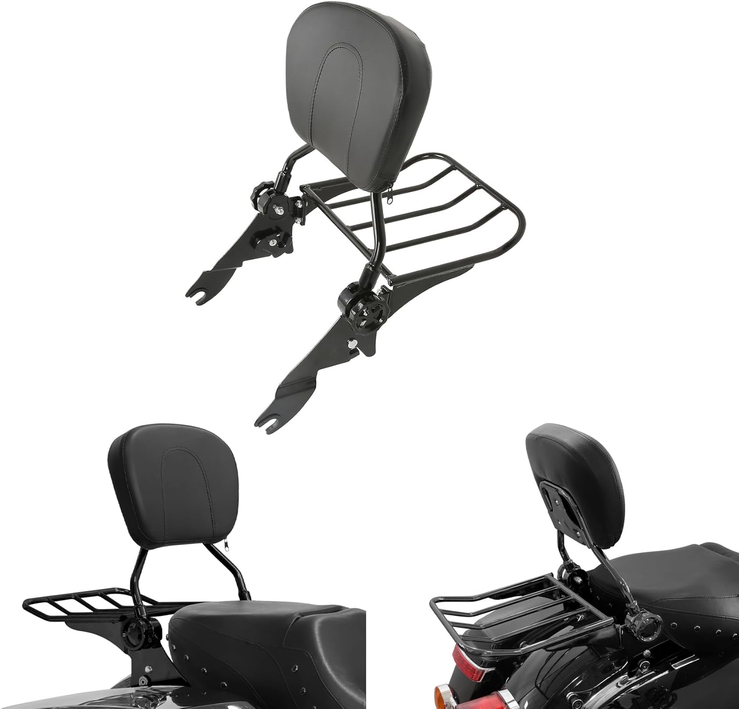 TCMT Backrest Sissy bar Rack & 4 Point Docking Hardware Fits For Harley Touring Road King Road Glide Street Glide Electra Glide 2009-2013
