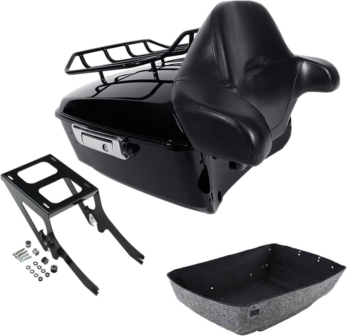 TCMT King Motorcycle Trunk Box Wrap-around Backrest Two-Up Mounting Rack Luggage Rack Fit For Harley 2018-2025 Heritage Classic 2018-2020 Deluxe FLDE 2024 Hydra-Glide Revival FLI Pack