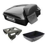 TCMT 10.7" Vivid Black Chopped Motorcycle Trunk Backrest Pad Tail Light with Brake Turn Signal Fit For Harley Touring 2014-2025 Electra Glide Road Glide Road King FLHT FLTRX FLHR Pack
