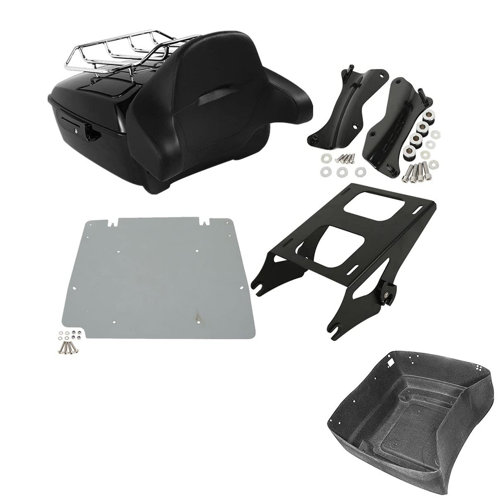 TCMT 13.7" King Motorcycle Trunk Backrest Pad Luggage Rack 2 Up Mounting Rack Fit For Harley 2014-2025 Touring CVO Road King Road Glide Street Glide Electra Glide Pack
