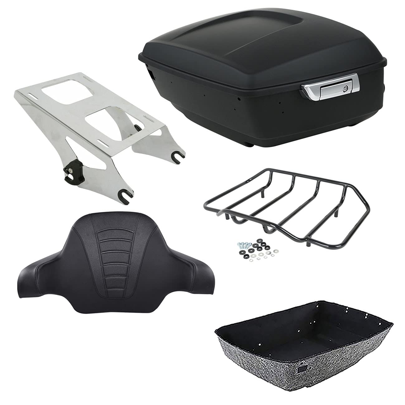TCMT 13.7" King 2014-2025 Motorcycle Trunk Backrest Pad Top Luggage Rack Mount Rack Fit For Harley Trunk Touring CVO Road King Road Glide Street Glide Electra Glide Ultra Limited Pack