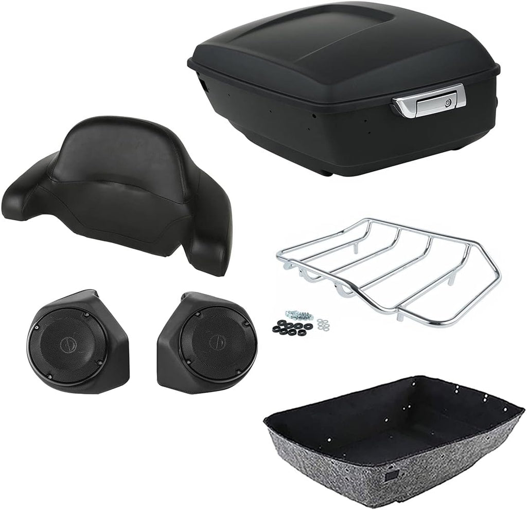 TCMT 13.7" King 2014-2025 Motorcycle Trunk Backrest Pad Top Luggage Rack Speakers Fit For Harley Touring CVO Road King Street Electra Glide Ultra Limited Pack