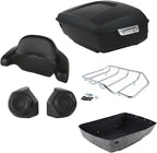 TCMT 13.7" King 2014-2025 Motorcycle Trunk Backrest Pad Top Luggage Rack Speakers Fit For Harley Touring CVO Road King Street Electra Glide Ultra Limited Pack