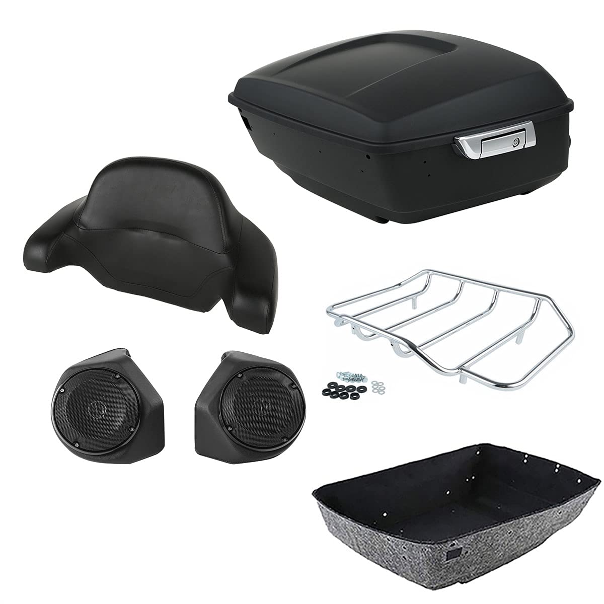 TCMT 13.7" King 2014-2025 Motorcycle Trunk Backrest Pad Top Luggage Rack Speakers Fit For Harley Touring CVO Road King Street Electra Glide Ultra Limited Pack