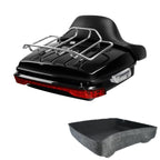 TCMT 10.7" Black Latch Chopped Motorcycle Trunk Box Pad Luggage Rack LED Tail Light Fit For Harley 2014-2025 Touring Street Glide Road King Electra Glide Ultra-Classic FLHX FLHR FLHT Pack