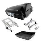 TCMT 10.7" Black Latches Chopped Motorcycle Trunk Backrest Pad Smoke LED Tail Light Fit For Harley 2014-2025 Street Glide Road King Electra Glide Ultra-Classic Pack
