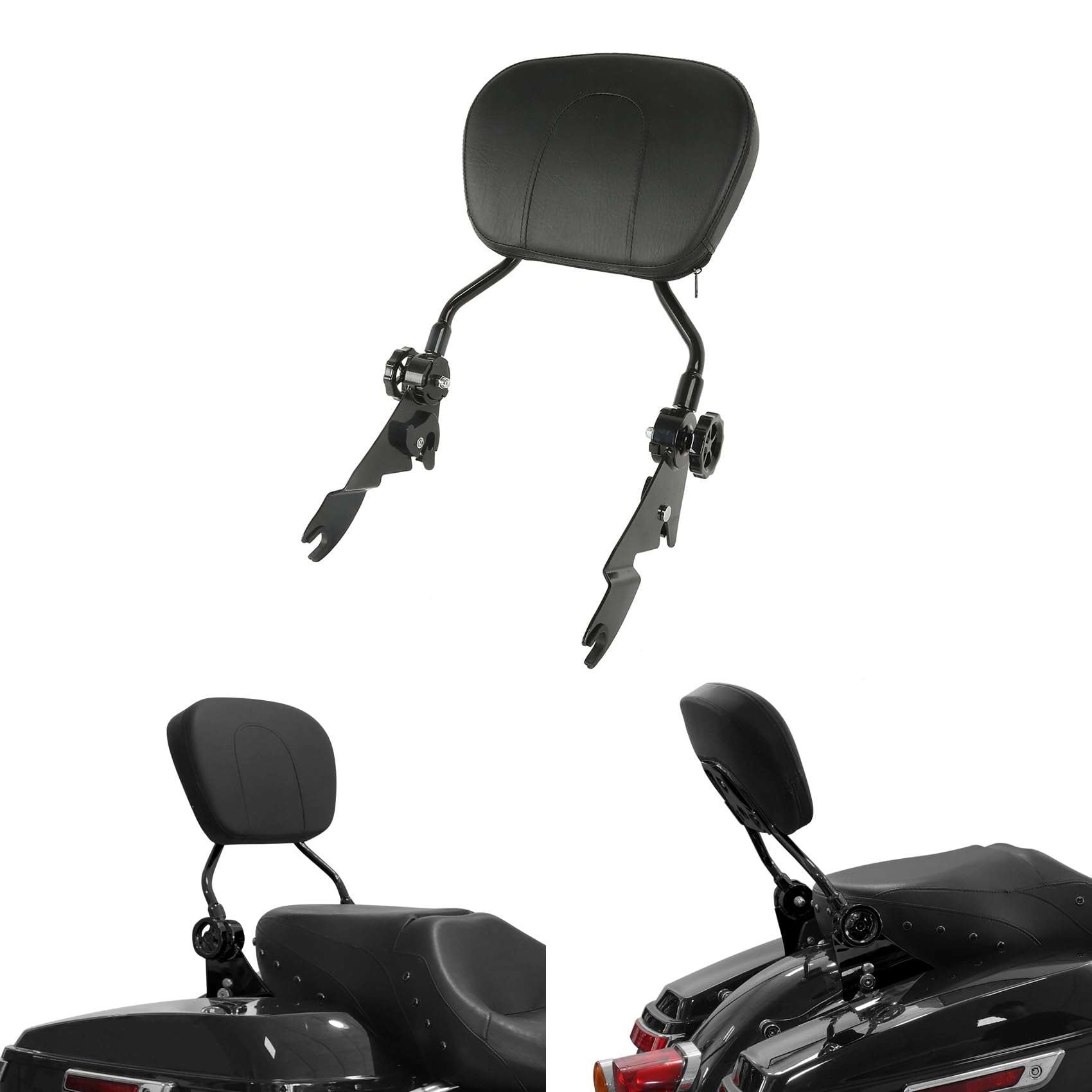 TCMT Adjustable Sissy Bar Passenger Backrest W/Pad Fits For Harley Touring Road King Street Glide Road Glide 2009-2025 Electra Glide 2009-2022 Ultra Limited 2014-2019 Ultra Classic 2009-2013