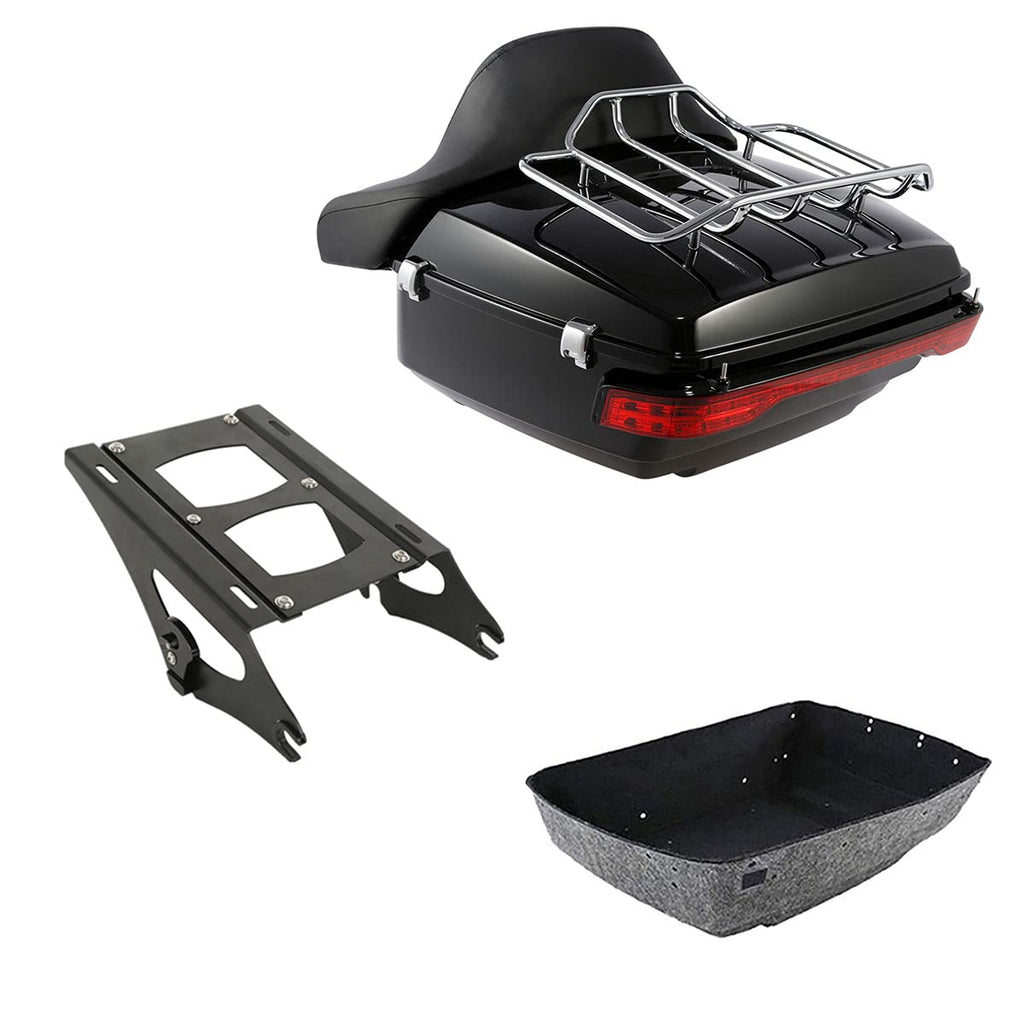 TCMT 13.7" King 2014-2025 Motorcycle Trunk Backrest Pad Luggage Rack Speakers Taillight Fit For Harley Trunk Touring CVO Road King Road Glide Street Glide Electra Glide Pack