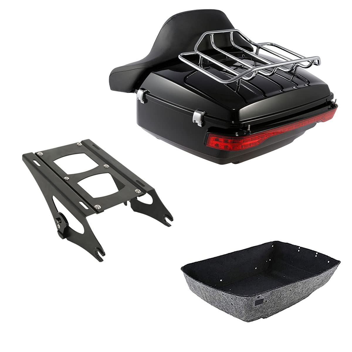 TCMT 13.7" King 2014-2025 Motorcycle Trunk Backrest Pad Luggage Rack Speakers Taillight Fit For Harley Trunk Touring CVO Road King Road Glide Street Glide Electra Glide Pack