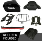 TCMT 13.7" King Motorcycle Trunk Box Backrest 2 Up Mount Rack Tail Light Luggage Rack Docking Kit Fit For Harley 2014-2025 Touring CVO Road King Road Glide Street Glide Electra Glide Pack