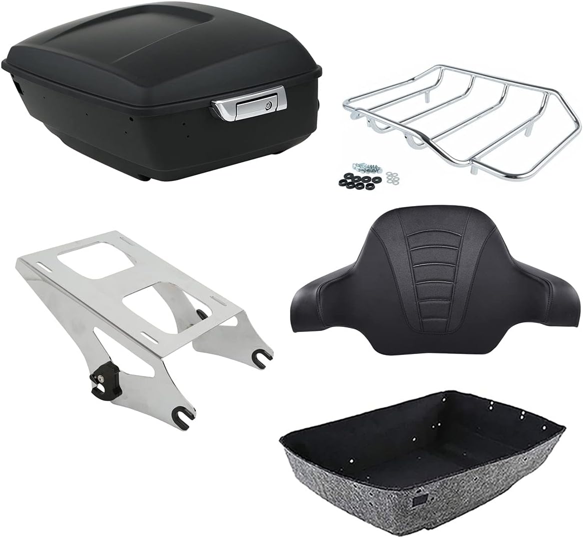TCMT 13.7" King Motorcycle Trunk Box Backrest Pad Luggage Rack Mount Rack Fit For Harley 2014-2025 Touring CVO Road King Road Glide Street Glide Electra Glide Ultra Limited Pack