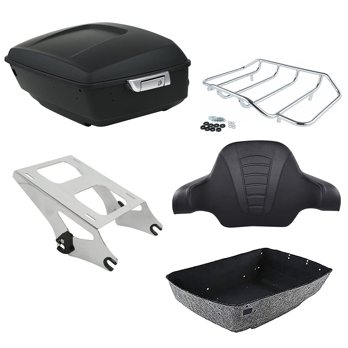 TCMT 13.7" King 2014-2025 Motorcycle Trunk Backrest Pad Top Luggage Rack Mount Rack Fit For Harley Trunk Touring CVO Road King Road Glide Street Glide Electra Glide Ultra Limited Pack