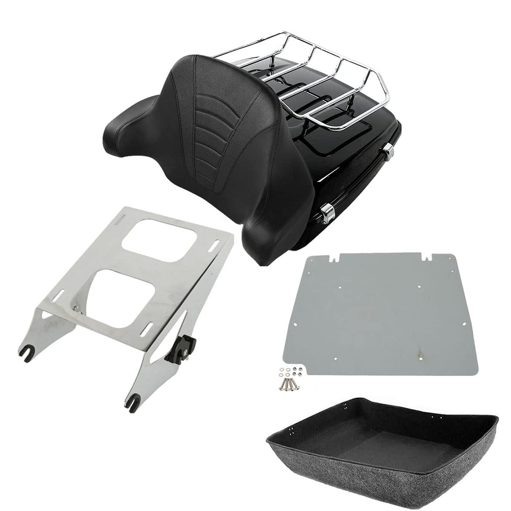 TCMT 10.7" Chopped Motorcycle Trunk Box Wrap-Around Backrest Top Luggage Rack Fit For Harley 2014-2025 Touring CVO Road King Road Glide Street Glide Electra Glide Pack