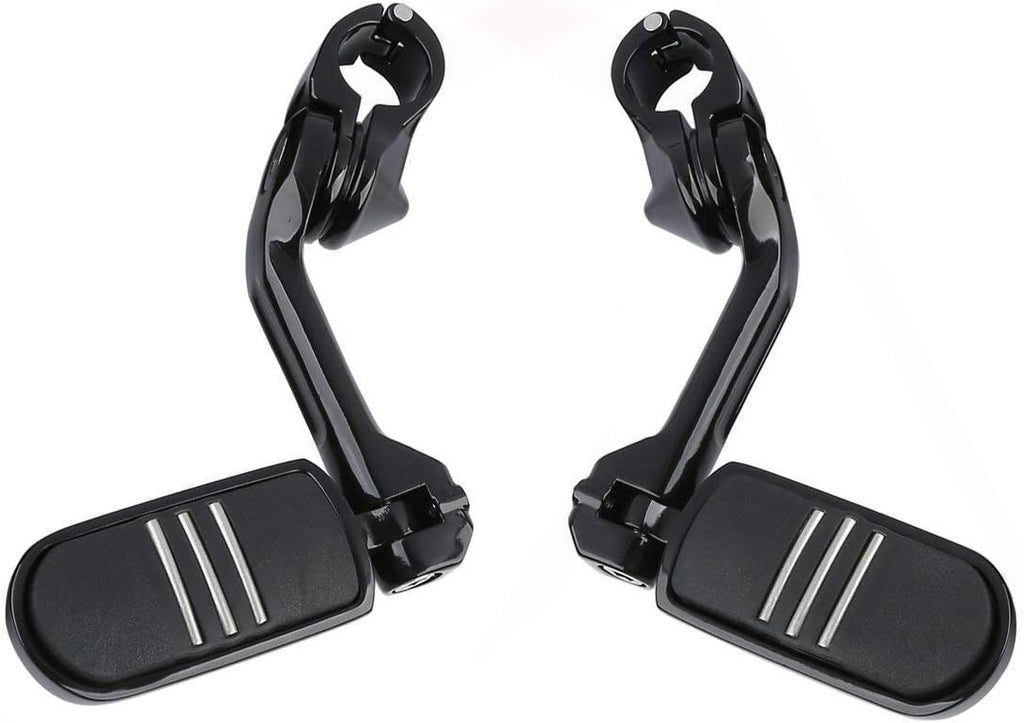 TCMT 1-1/4" 1.25" 32mm Black Long Angled Highway Engine Guard Foot Pegs Kit Fits For Harley Touring Road King Street Glide Road Glide Electra Glide Softail Sportster Dyna with 1.25" Engine Guards