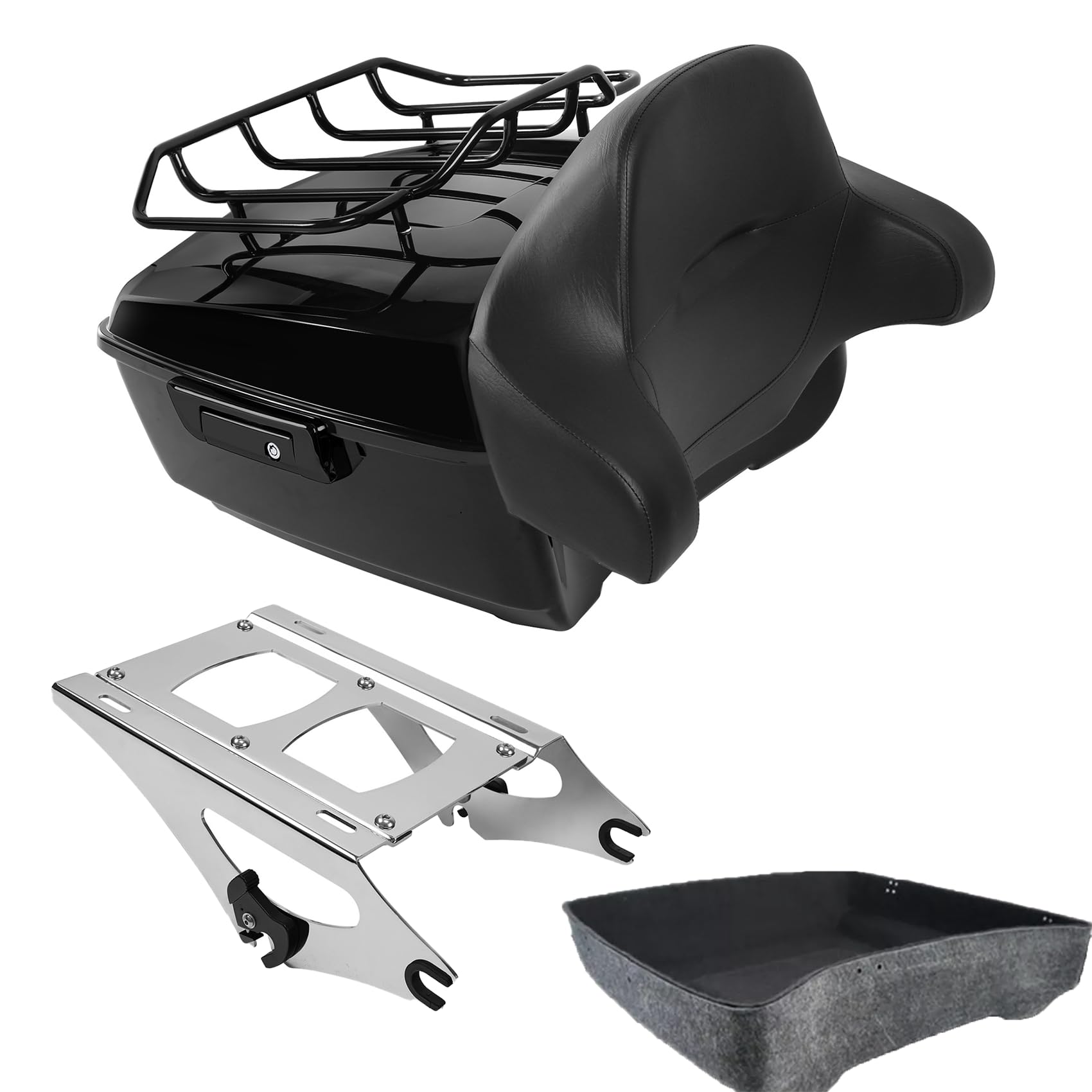 TCMT 13.7" King Motorcycle Trunk Backrest Pad 2 Up Mounting Rack Fit For Harley 2014-2025 Touring CVO Road King Road Glide Street Glide Electra Glide Pack