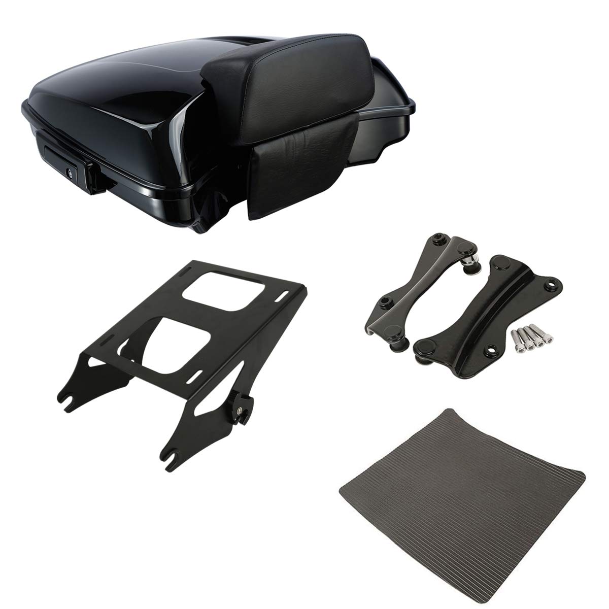 TCMT 5.5" Razor Motorcycle Trunk Box Backrest Two Up Mount Rack Base Plate Fit For Harley Touring 2014-2025 CVO Road King Road Glide Street Glide Electra Glide Pack