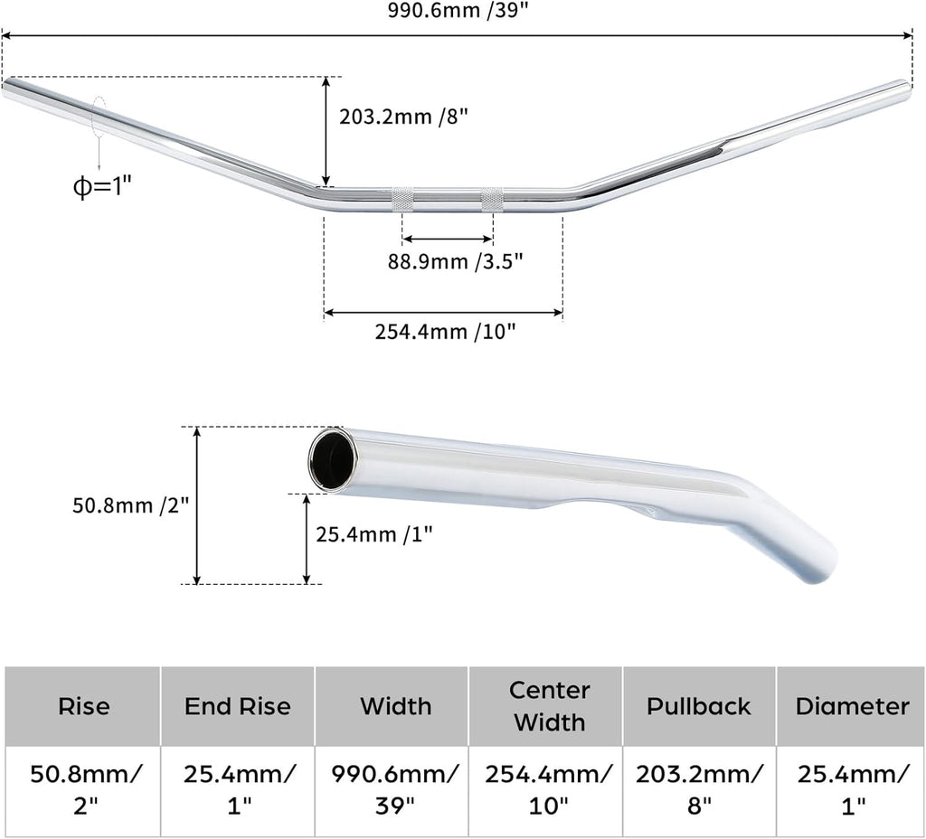 TCMT 1'' Motorcycle Drag Bar Handlebar Fit For Harley Sportster 883 Softail Dyna Fit For Honda Yamaha Suzuki Kawasaki Chrome