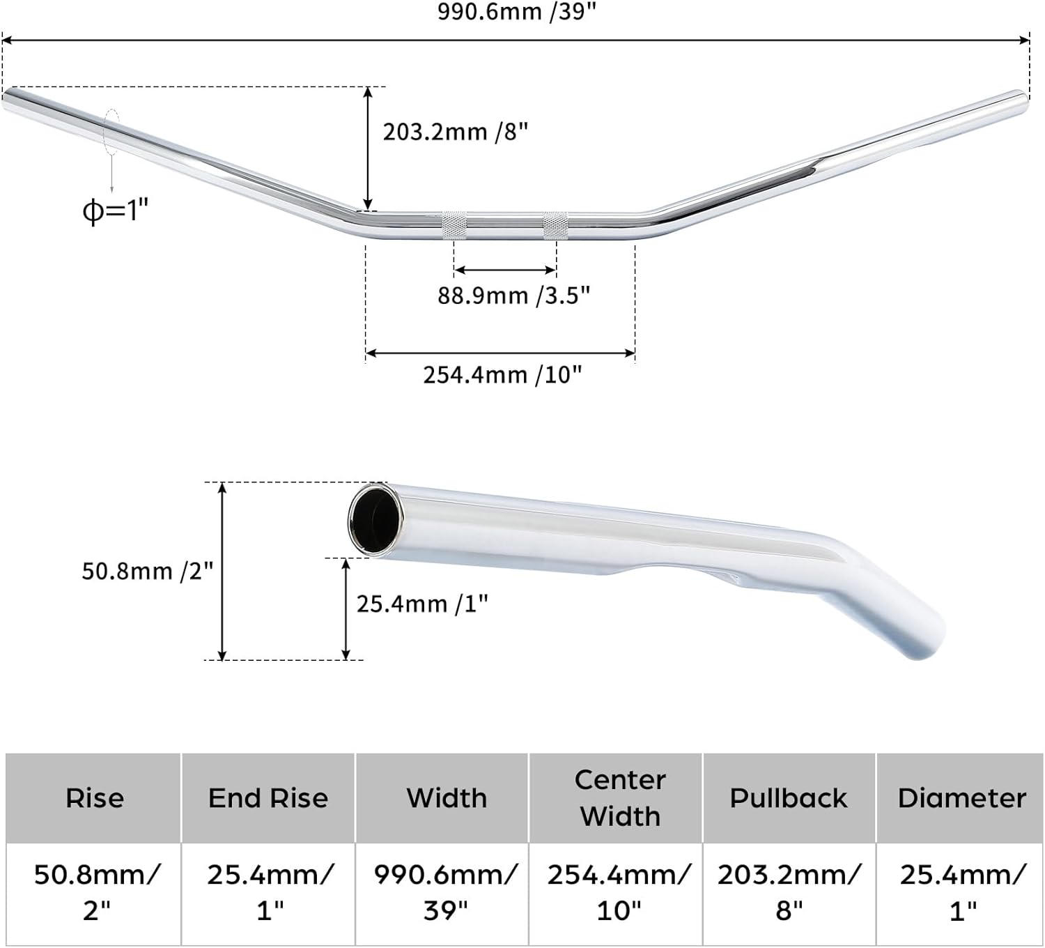 TCMT 1'' Motorcycle Drag Bar Handlebar Fit For Harley Sportster 883 Softail Dyna Fit For Honda Yamaha Suzuki Kawasaki Chrome