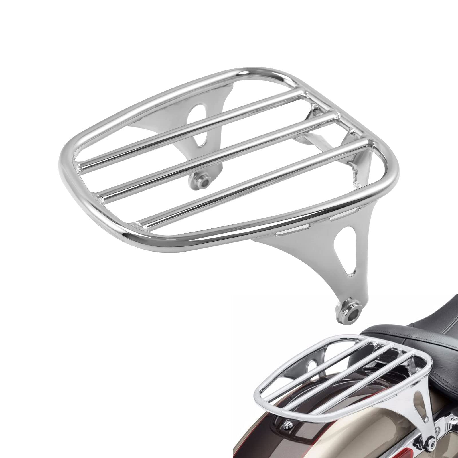 TCMT King Motorcycle Trunk Box Wrap-around Backrest Two-Up Mounting Rack Luggage Rack Base Plate Fit For Harley 2018-2025 Heritage Classic 2018-2020 Deluxe FLDE 2024 Hydra-Glide Revival FLI Pack
