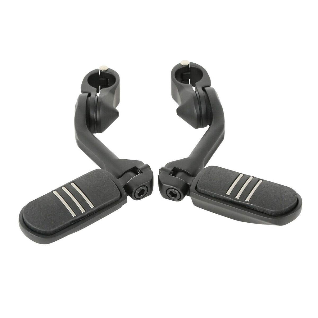 TCMT 1-1/4" 1.25" 32mm Black Long Angled Highway Engine Guard Foot Pegs Kit Fits For Harley Touring Road King Street Glide Road Glide Electra Glide Softail Sportster Dyna with 1.25" Engine Guards