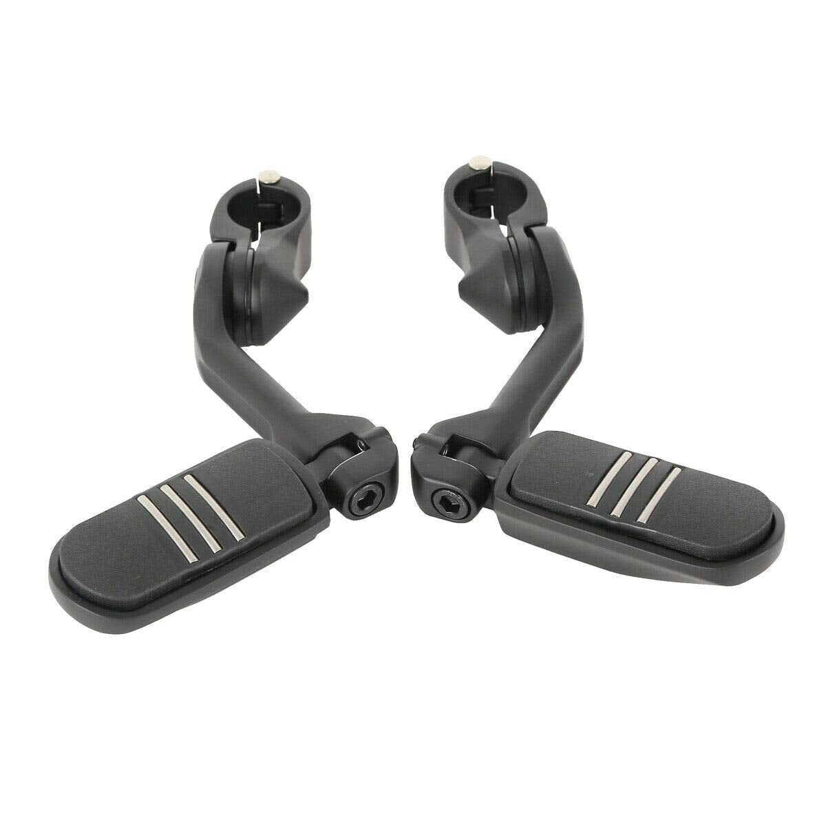 TCMT 1-1/4" 1.25" 32mm Black Long Angled Highway Engine Guard Foot Pegs Kit Fits For Harley Touring Road King Street Glide Road Glide Electra Glide Softail Sportster Dyna with 1.25" Engine Guards