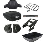 TCMT 13.7" King Motorcycle Trunk Box Backrest Pad Luggage Mount Rack Taillight Speakers Fit For Harley 2014-2025 Touring CVO Road King Road Glide Street Glide Electra Glide Ultra Limited Pack