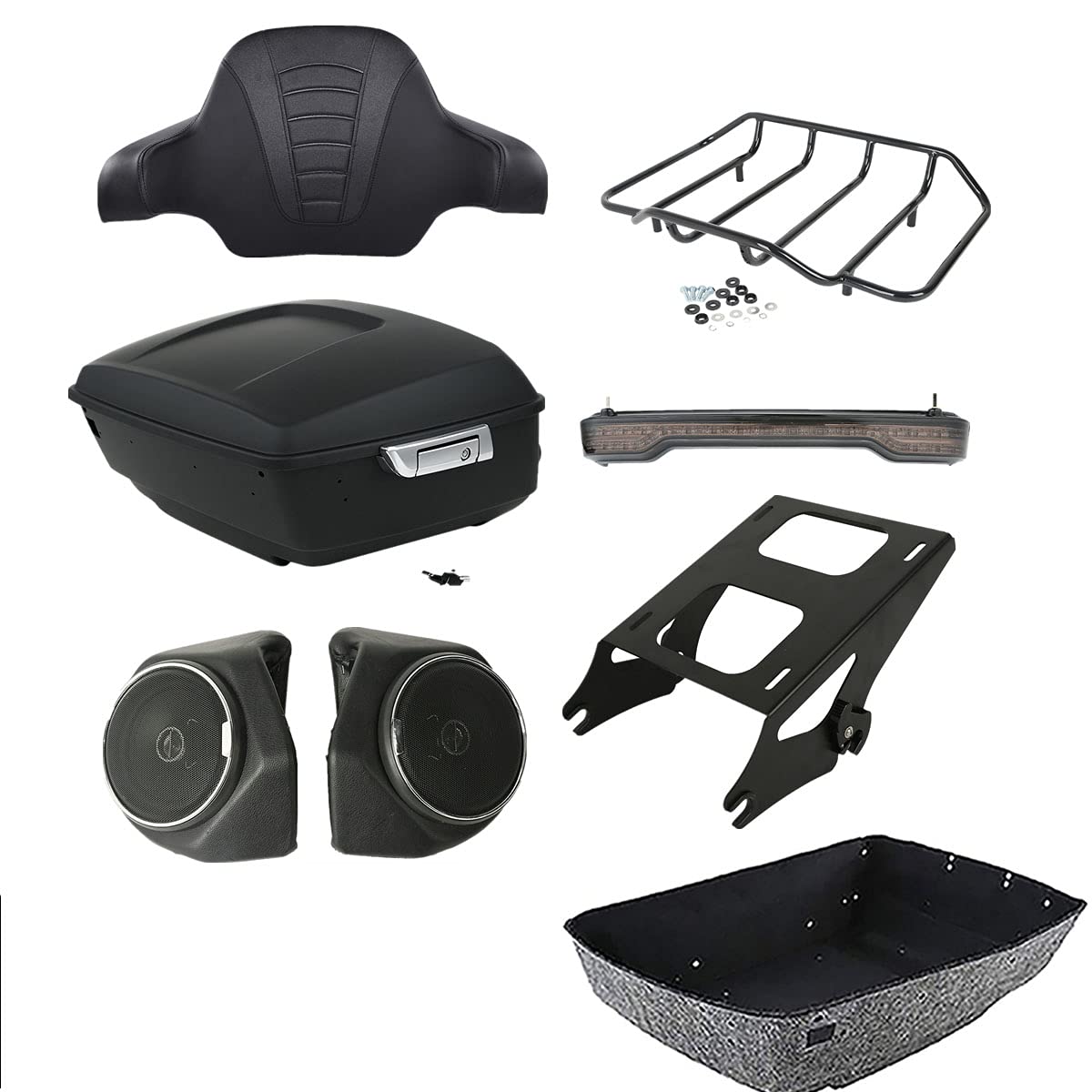 TCMT 13.7" King 2014-2025 Motorcycle Trunk Backrest Pad Top Luggage Rack Mount Rack Fit For Harley Trunk Touring CVO Road King Road Glide Street Glide Electra Glide Ultra Limited Pack