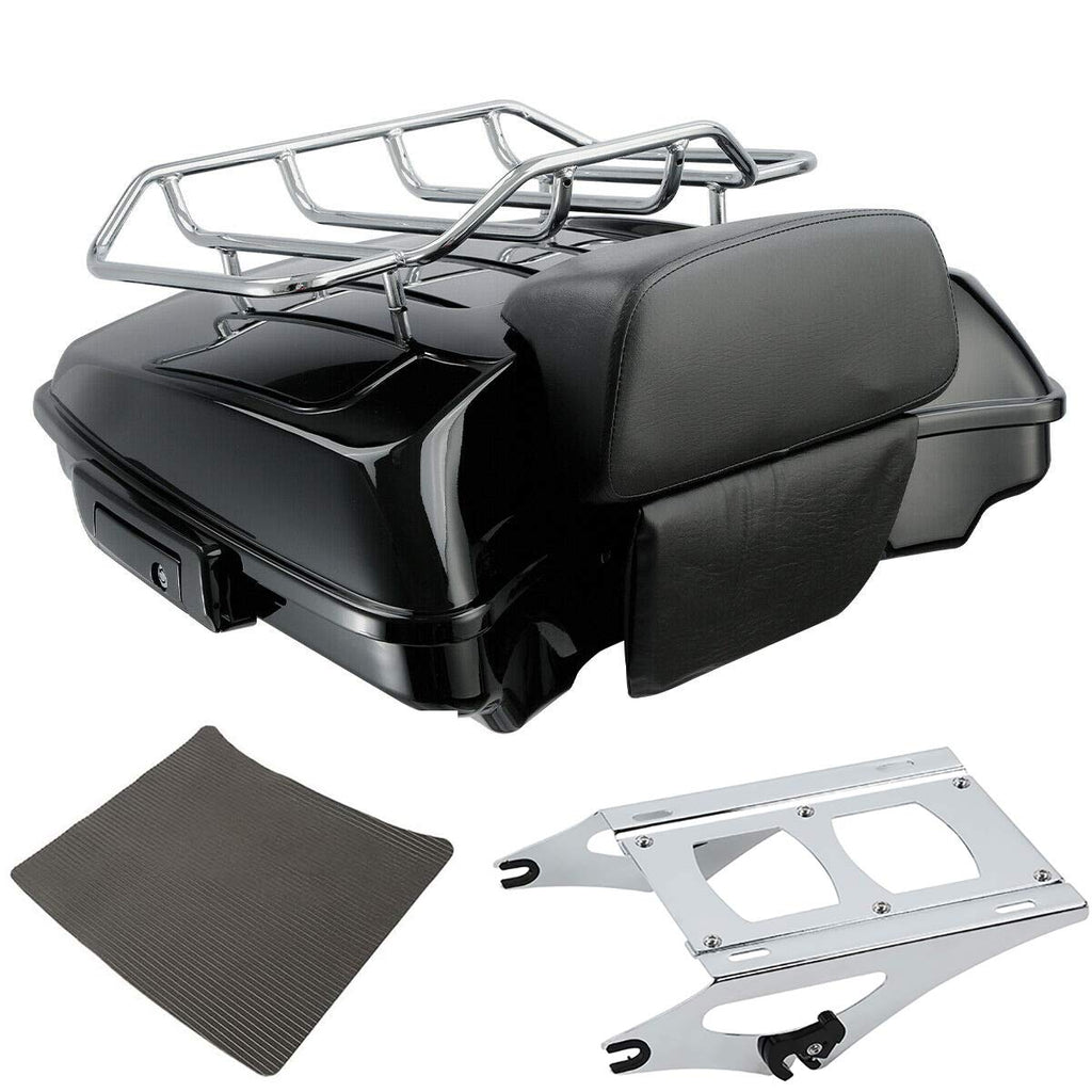 TCMT 5.5" Razor Motorcycle Trunk Box Backrest Two Up Mount Rack Base Plate Fit For Harley Touring 2014-2025 CVO Road King Road Glide Street Glide Electra Glide Pack
