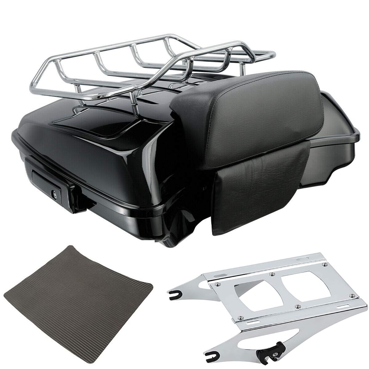 TCMT 5.5" Razor Motorcycle Trunk Box Backrest Two Up Mount Rack Base Plate Fit For Harley Touring 2014-2025 CVO Road King Road Glide Street Glide Electra Glide Pack