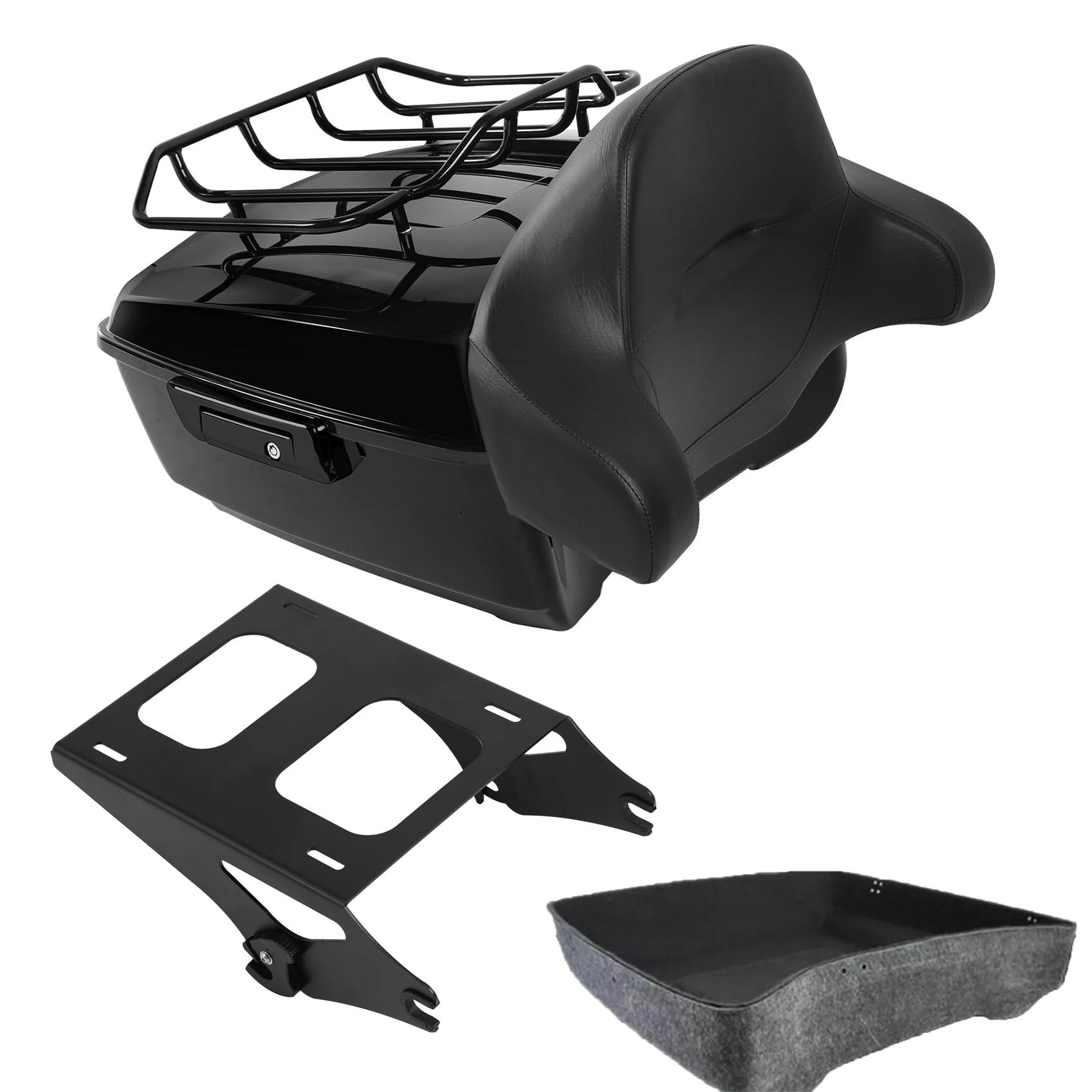 TCMT 13.7" King Motorcycle Trunk Backrest Pad Luggage Rack 2 Up Mounting Rack Base Plate Fit For Harley 2014-2025 Touring CVO Road King Road Glide Street Glide Electra Glide Pack