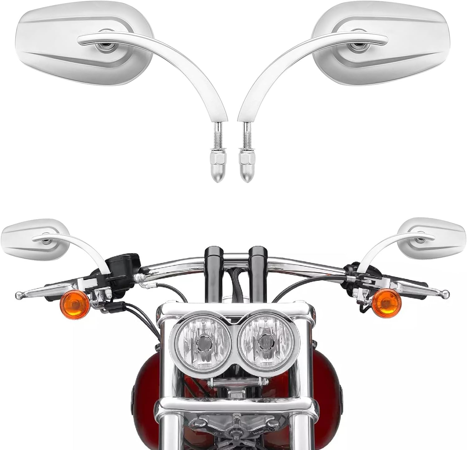 TCMT 8mm Large Rearview Side Mirrors Fit For Harley Dyna Switchback Street Bob Fat Bob Low Rider Wide Glide Softail Slim Fat Boy Sportster 1200 48 72 XG500 XG750 Touring Road King Road Street Glide