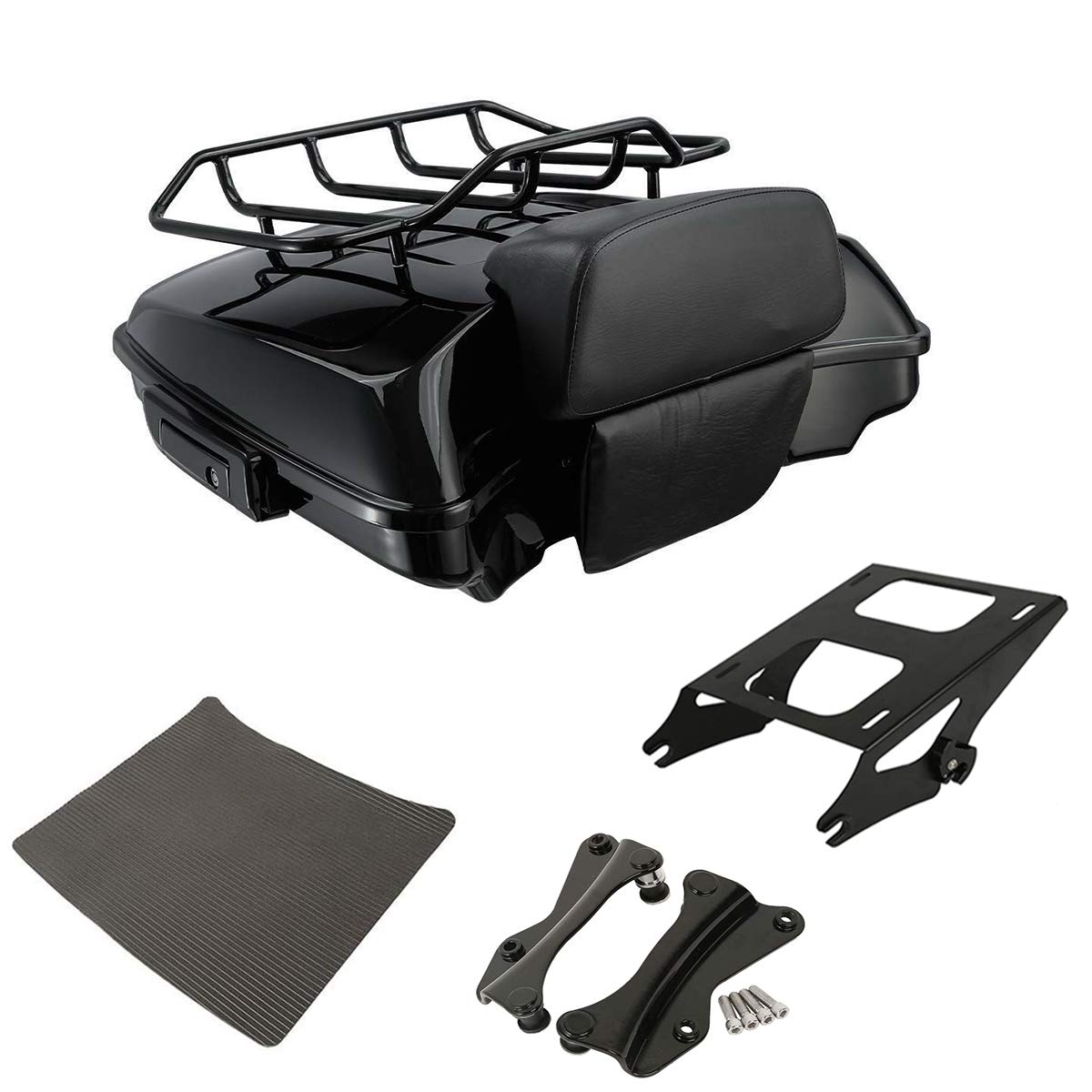 TCMT 5.5" Razor Motorcycle Trunk Box Backrest Two Up Mount Rack Base Plate Fit For Harley Touring 2014-2025 CVO Road King Road Glide Street Glide Electra Glide Pack
