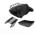 TCMT 10.7" Chopped Motorcycle Trunk Box Wrap-Around Backrest Top Luggage Rack Fit For Harley 2014-2025 Touring CVO Road King Road Glide Street Glide Electra Glide Pack
