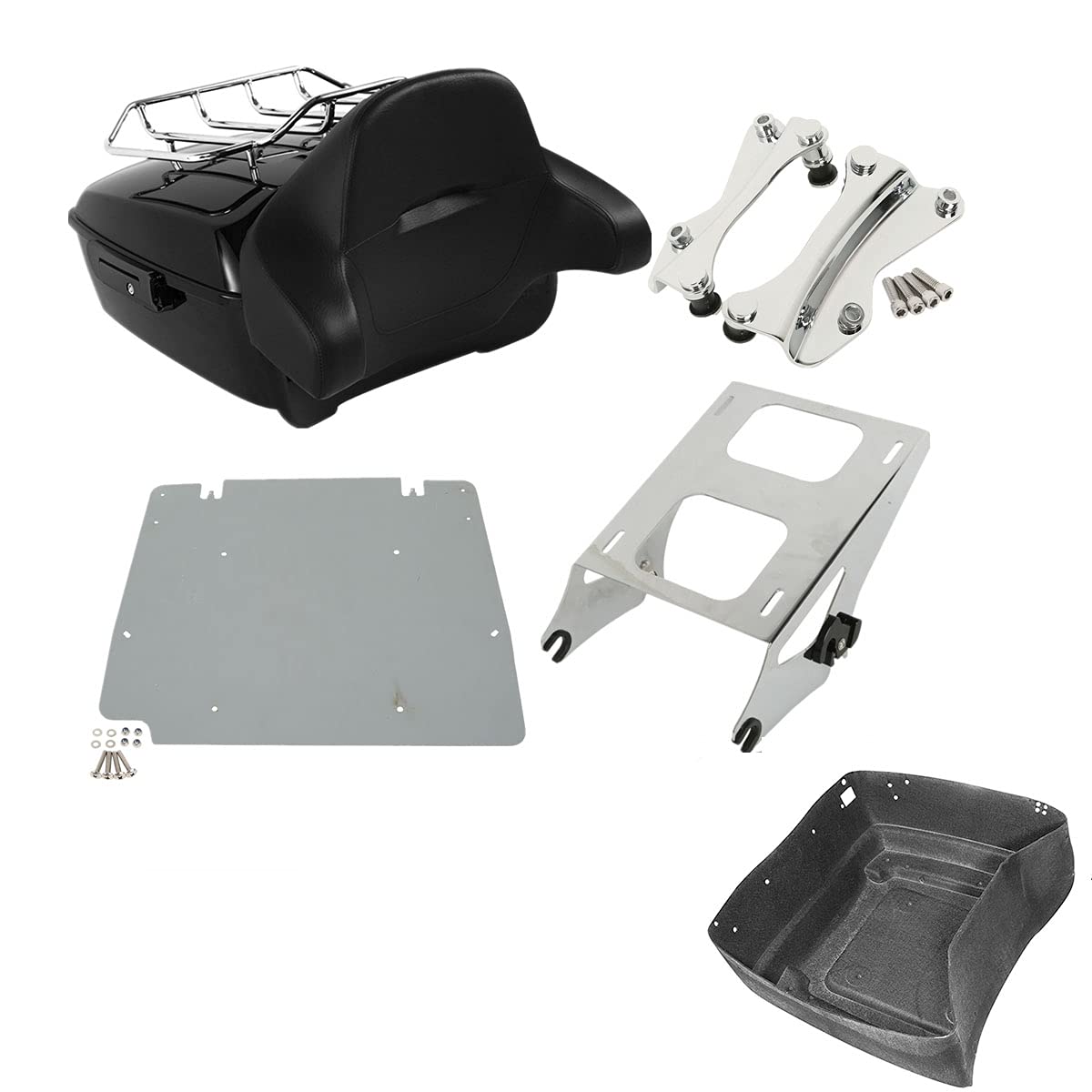 TCMT 13.7" King Motorcycle Trunk Backrest Pad Luggage Rack Base Plate Fit For Harley 2014-2025 Touring CVO Road King Road Glide Street Glide Electra Glide Pack