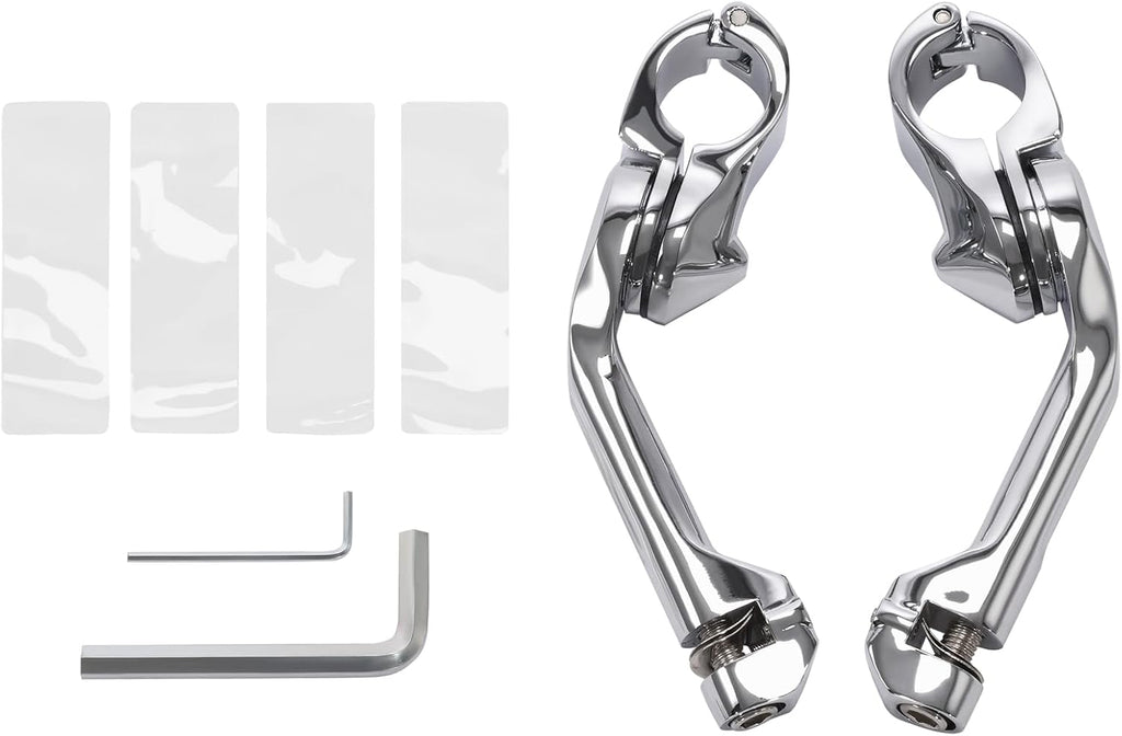 TCMT 32mm 1.25" Chrome Long Angled Highway Engine Guard Foot Peg Fits For Harley Touring Road King Street Glide Road Glide Electra Glide Softail Sportster XL 883 1200 Dyna with 1.25" Engine Guards