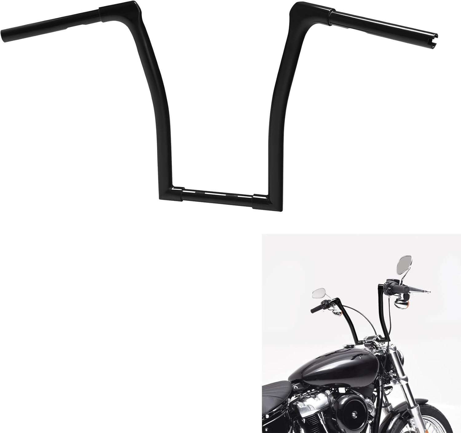 TCMT 1.25" Ape Hangers 15" Rise Handlebar Fit For Harley Softail FXLR FXBB 2018-2024 Breakout Fat Bob 107 18-19 Softail Slim 107 18-21 Softail Standard 107 20-23 Street Bob 114 21-23