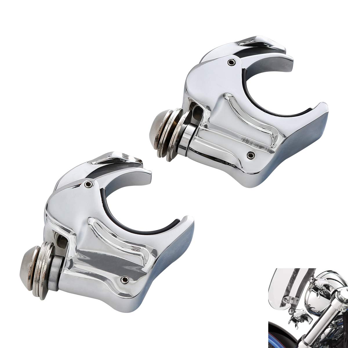 TCMT 49mm Detachable Windshield Clamps Fits For Harley Sportster XL1200X 2016-2022 Dyna Street Bob 2006-2016 Fat Bob 2008-2015 Super Glide 2006-2014 Wide Glide Low Rider V Rod VRSCA 2002-2005