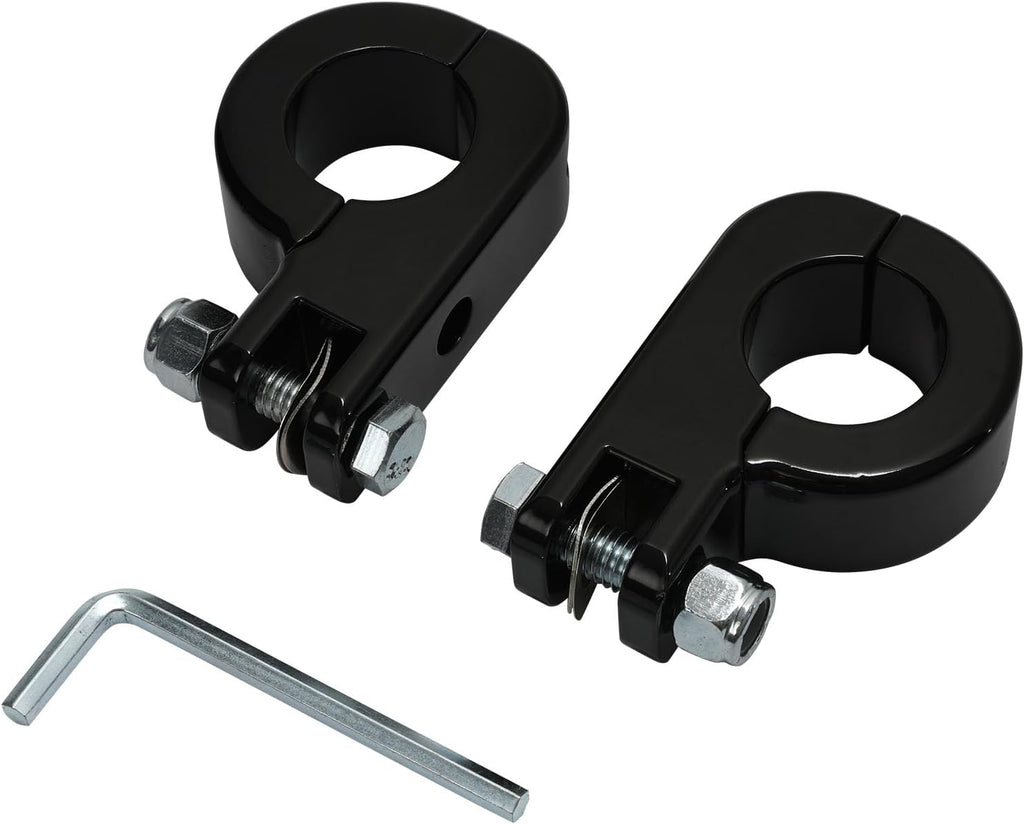 TCMT 32mm 1 1/4" Highway Engine Guard Bar Highway Footpegs Mount Kit - Aluminum - Black - Universal Fit - Front - Fits Harley Touring, Road King, Street Glide, Electra Glide & More