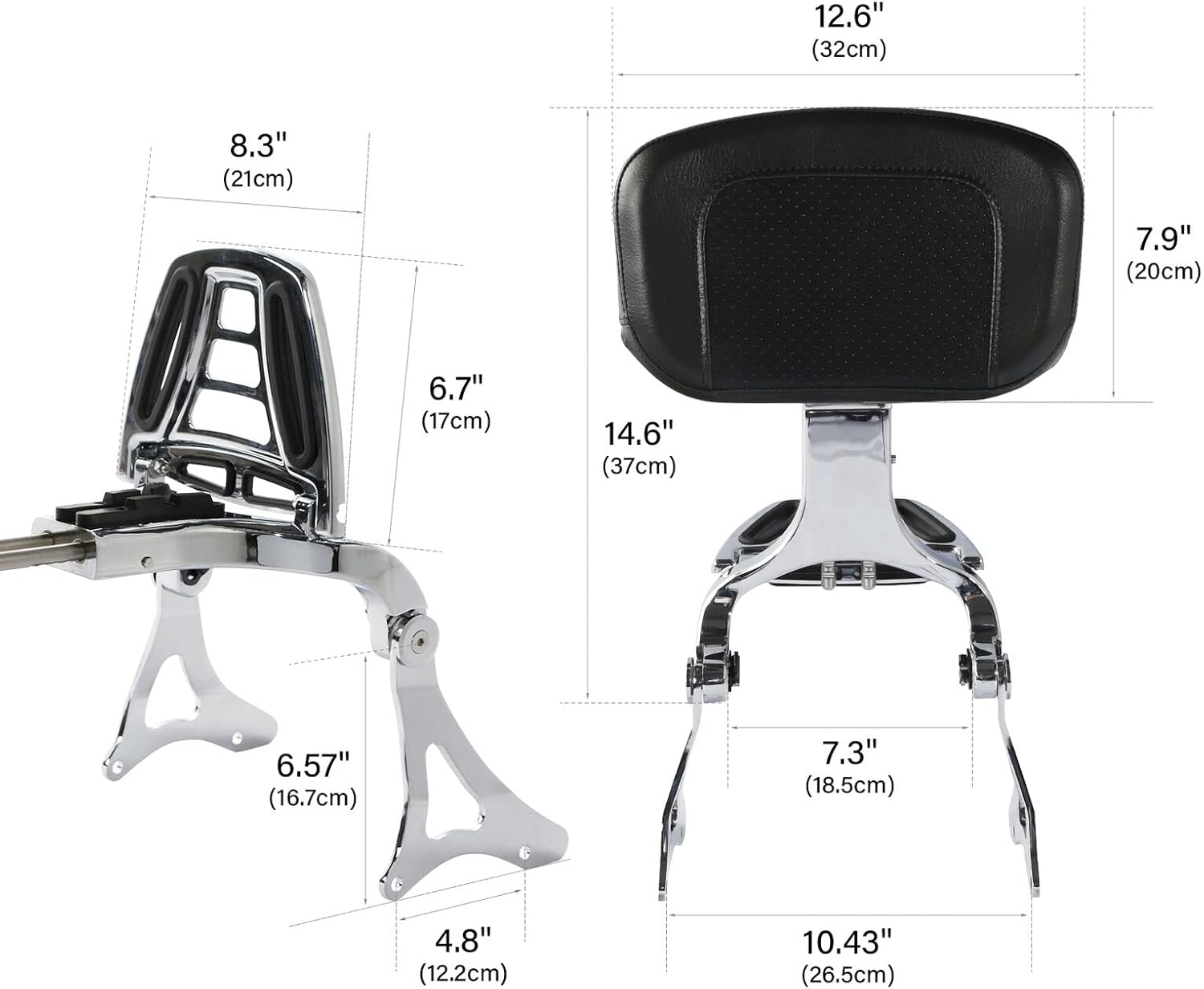 TCMT Adjustable Driver Passenger Backrest Fit For Harley Road Glide Road King Street Glide 2014-2025