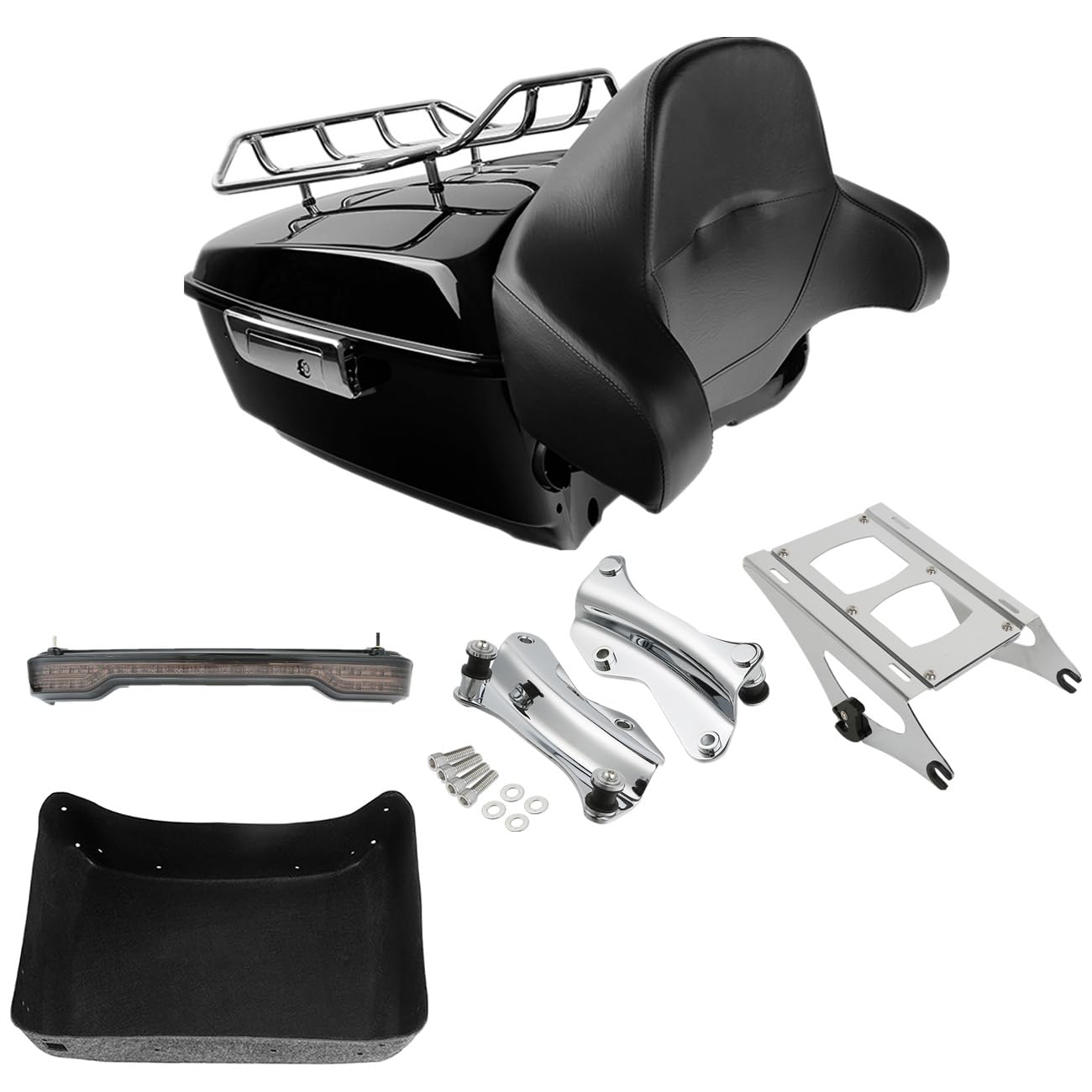 TCMT 13.7" King 2014-2025 Motorcycle Trunk Backrest Pad Luggage Rack Speakers Taillight Fit For Harley Trunk Touring CVO Road King Road Glide Street Glide Electra Glide Pack
