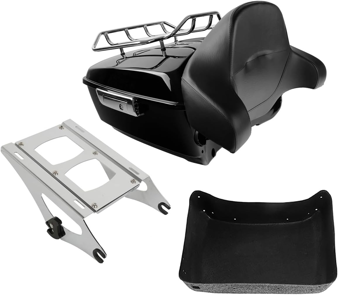 TCMT 13.7" King Motorcycle Trunk Box Backrest Pad Luggage Rack Mount Rack Fit For Harley 2014-2025 Touring CVO Road King Road Glide Street Glide Electra Glide Pack