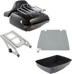 TCMT 13.7" King Motorcycle Trunk Box Backrest Luggage Rack 2 Up Mount Rack Base Plate Fit For Harley 2014-2025 Touring CVO Road King Road Glide Street Glide Electra Glide Pack