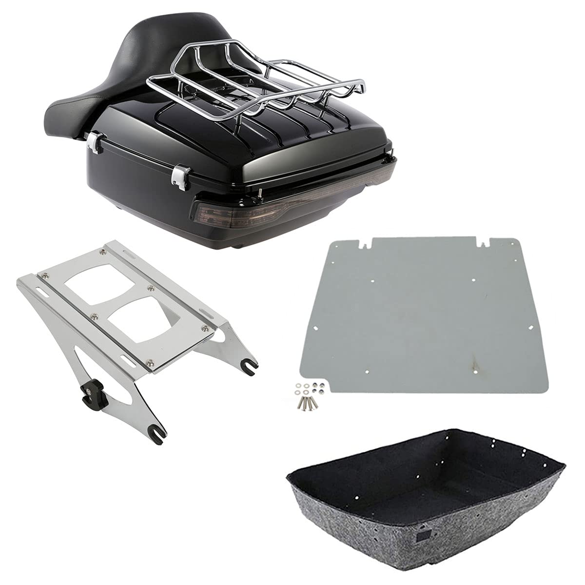 TCMT 13.7" King 2014-2025 Motorcycle Trunk Backrest Pad Luggage Rack Speakers Taillight Fit For Harley Trunk Touring CVO Road King Road Glide Street Glide Electra Glide Pack