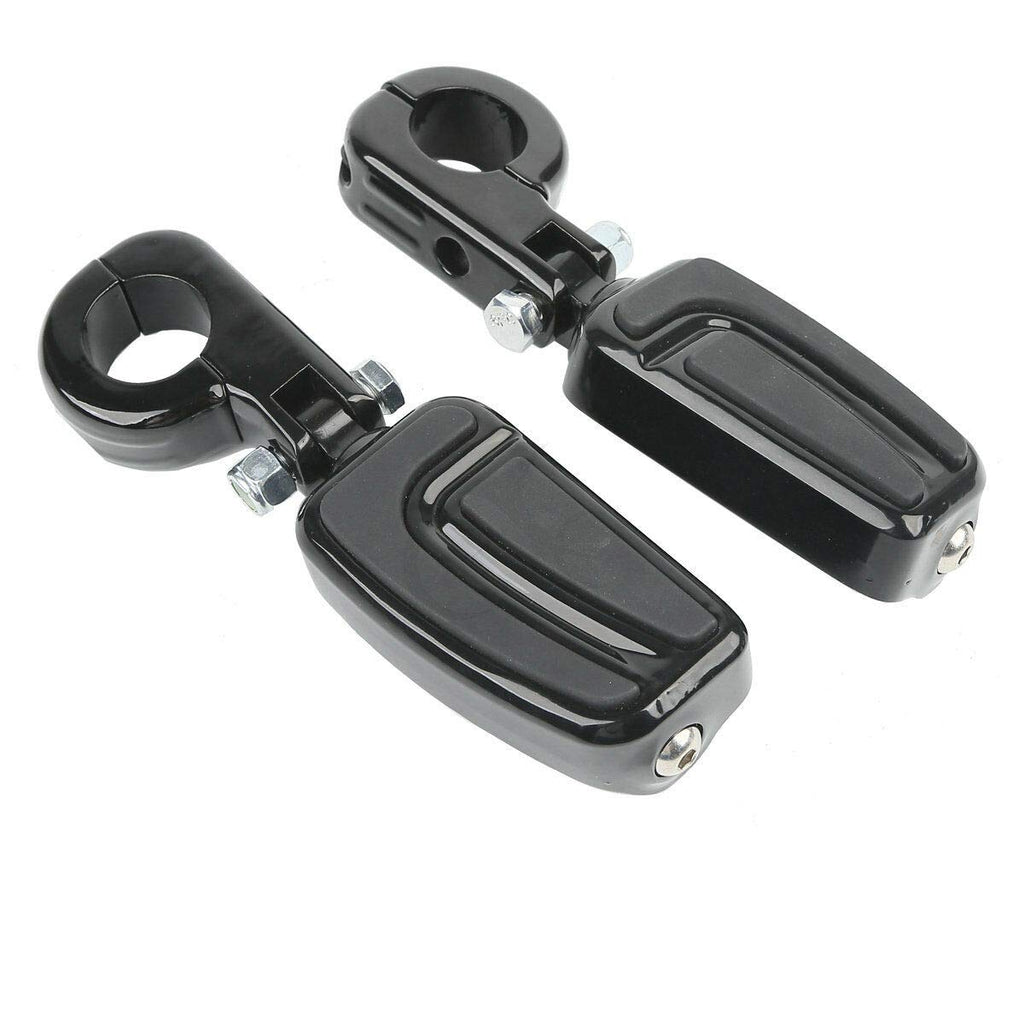 TCMT 1 1/4" Highway Engine Guard Streamliner Foot Pegs Clamp Fits For Harley Yamaha Kawasaki Suzuki Honda Black