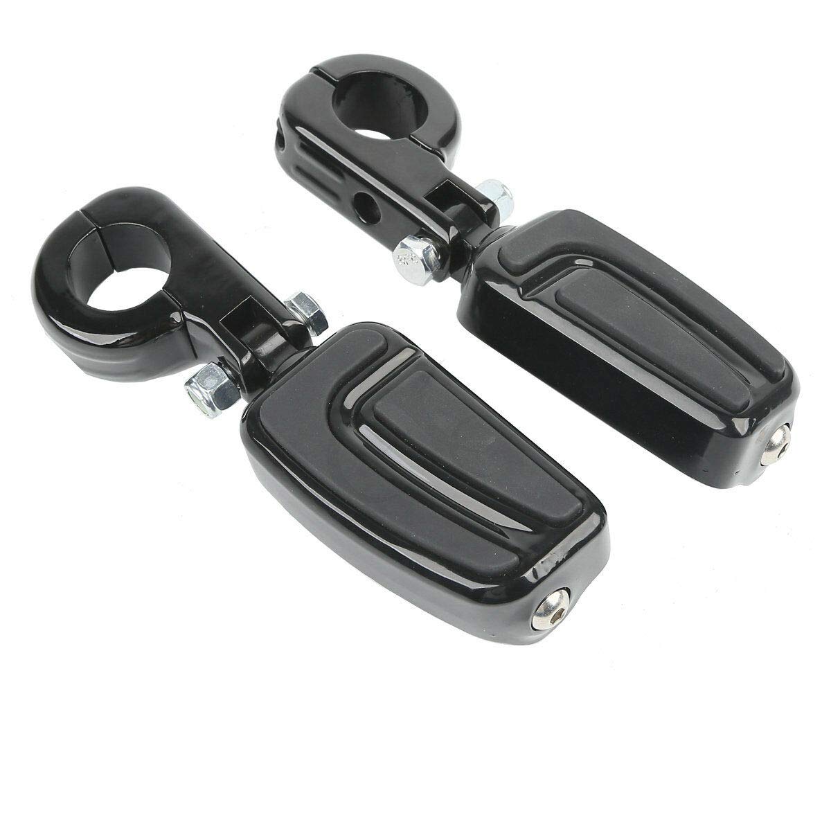 TCMT 1 1/4" Highway Engine Guard Streamliner Foot Pegs Clamp Fits For Harley Yamaha Kawasaki Suzuki Honda Black