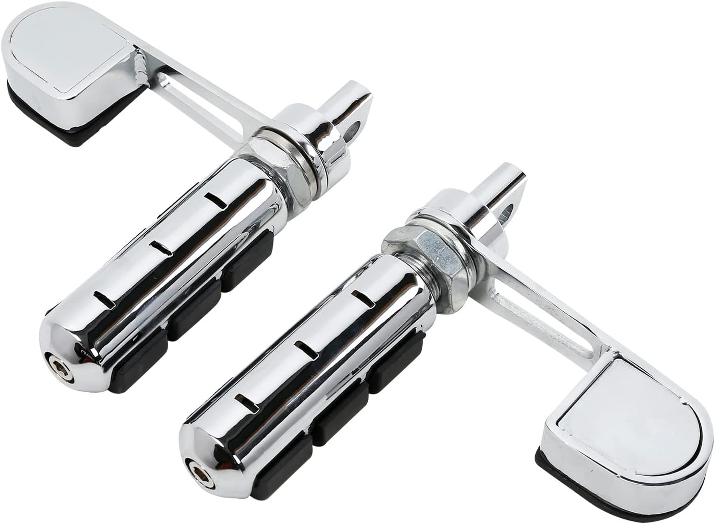 TCMT Anti Vibration Stirrup Heel Support Footpegs Fits For Harley Dyna Super Glide Wide Glide Street Bob Fat Bob Low Rider Heritage Softail Night Train Deluxe Sportster XL1200 XL883 (Chrome)