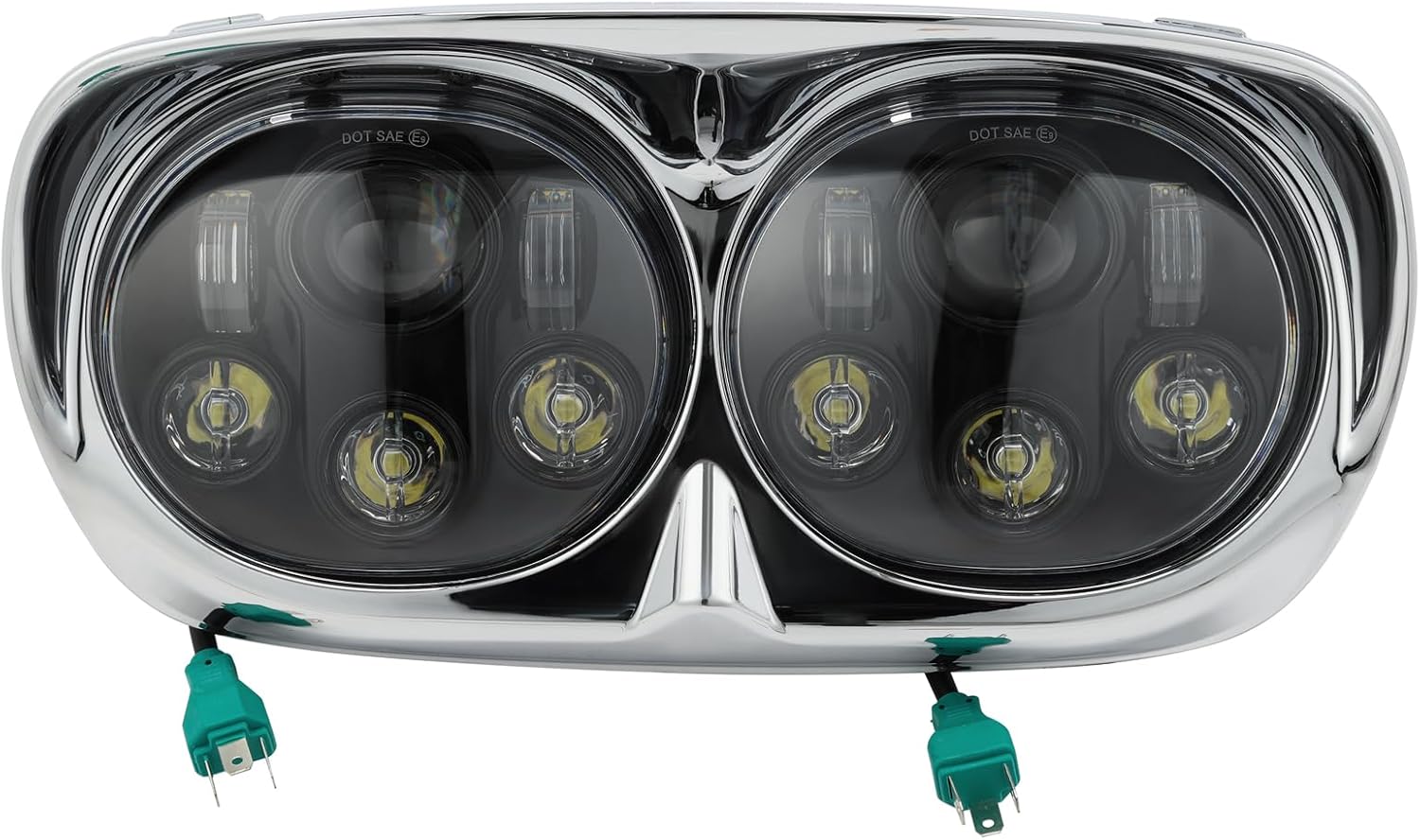 TCMT 5.75" Dual LED Headlight Lamp Projector Fit For Harley Road Glide FLTR Models 1998-2013 Road Glide CVO 2009-2013 Custom FLTRX 2010-2013 Ultra FLTRU 2011-2013 EFI FLTRI 1998-2006