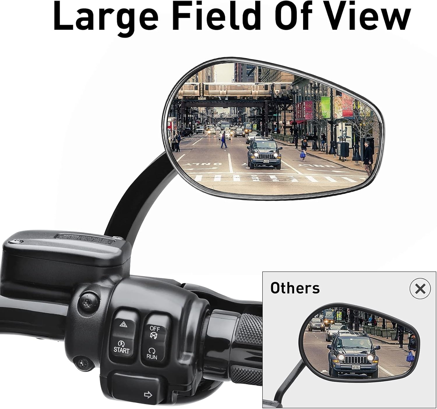 TCMT 8mm Large Rearview Side Mirrors Fit For Harley Dyna Switchback Street Bob Fat Bob Low Rider Wide Glide Softail Slim Fat Boy Sportster 1200 48 72 XG500 XG750 Touring Road King Road Street Glide