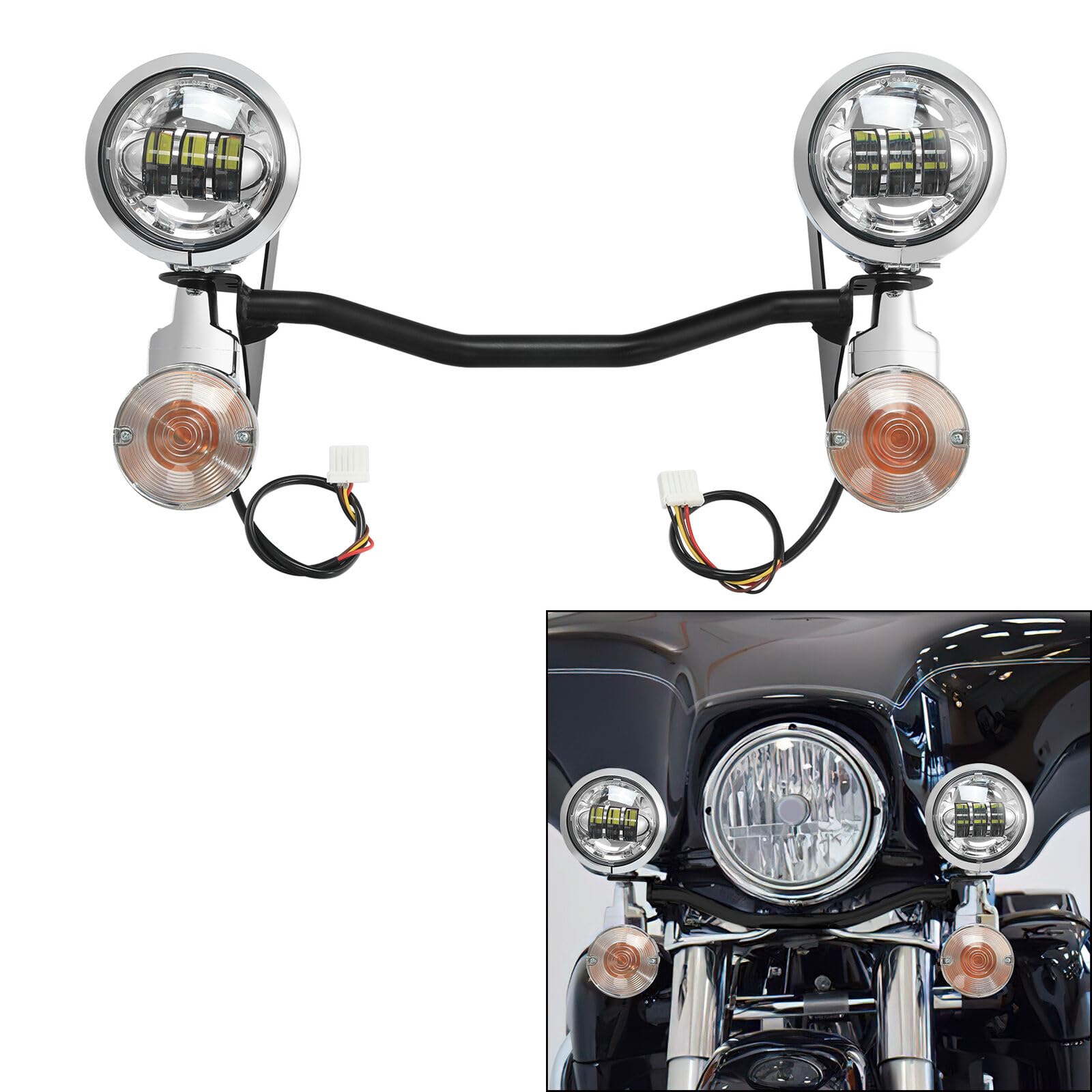 TCMT 4.5" LED Spot Passing Lights Turn Signals Lamp Driving Fog Spot Light Bar Fit For Harley Fit For Harley Touring Road Glide Street Glide Road King Electra Glide Ultra Classic 1994-2024